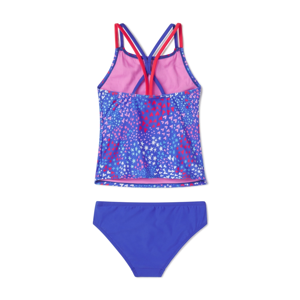 Girls Print Tankini Blue/Purple