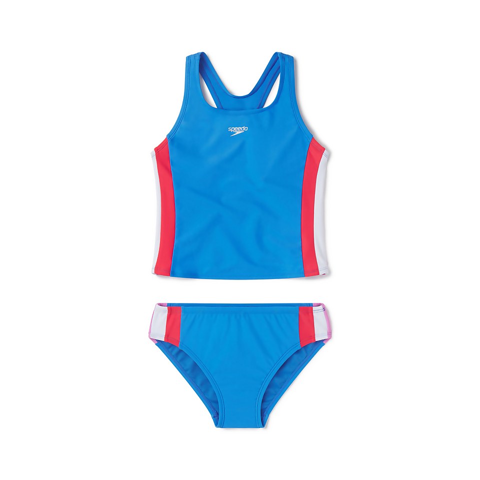 Girl's Colorblock Tankini Set Blue