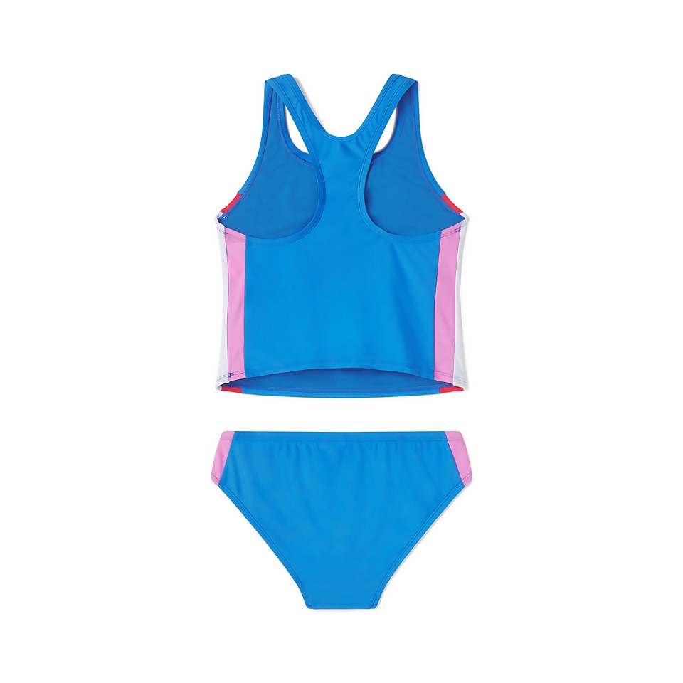 Girl's Colorblock Tankini Set Blue