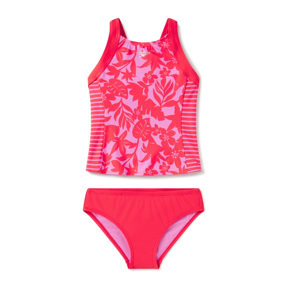 Girl's Printed Tankini Set Pink