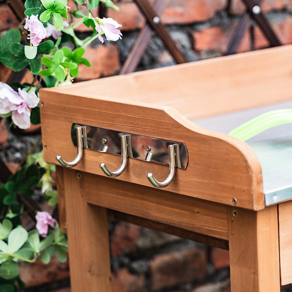 Garden Potting Bench with Two Drawers & Shelf