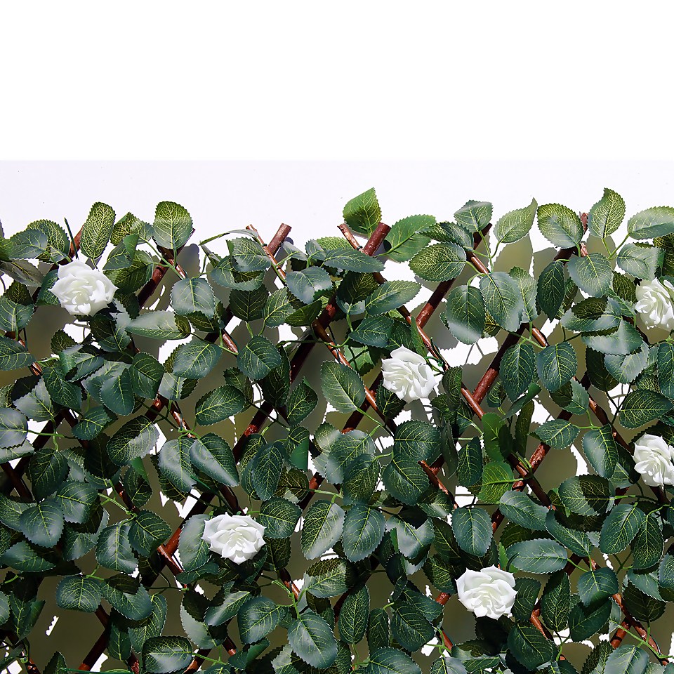 Faux Leaf Trellis 90x180cm - White Rose