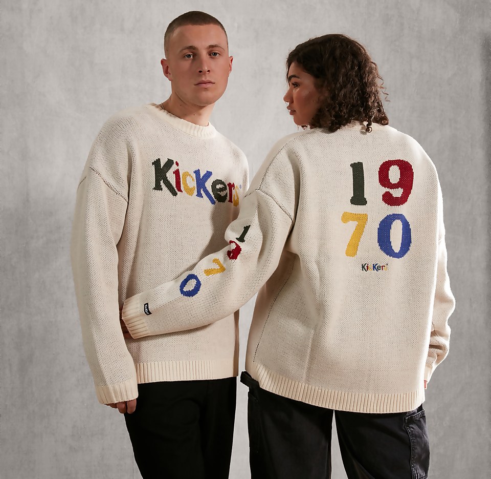 Men's Retro Logo Knit Ecru