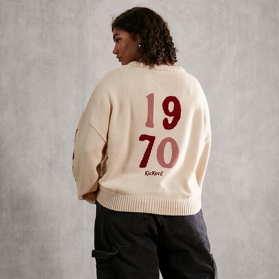 Women's Cropped Knitted Jumper Ecru