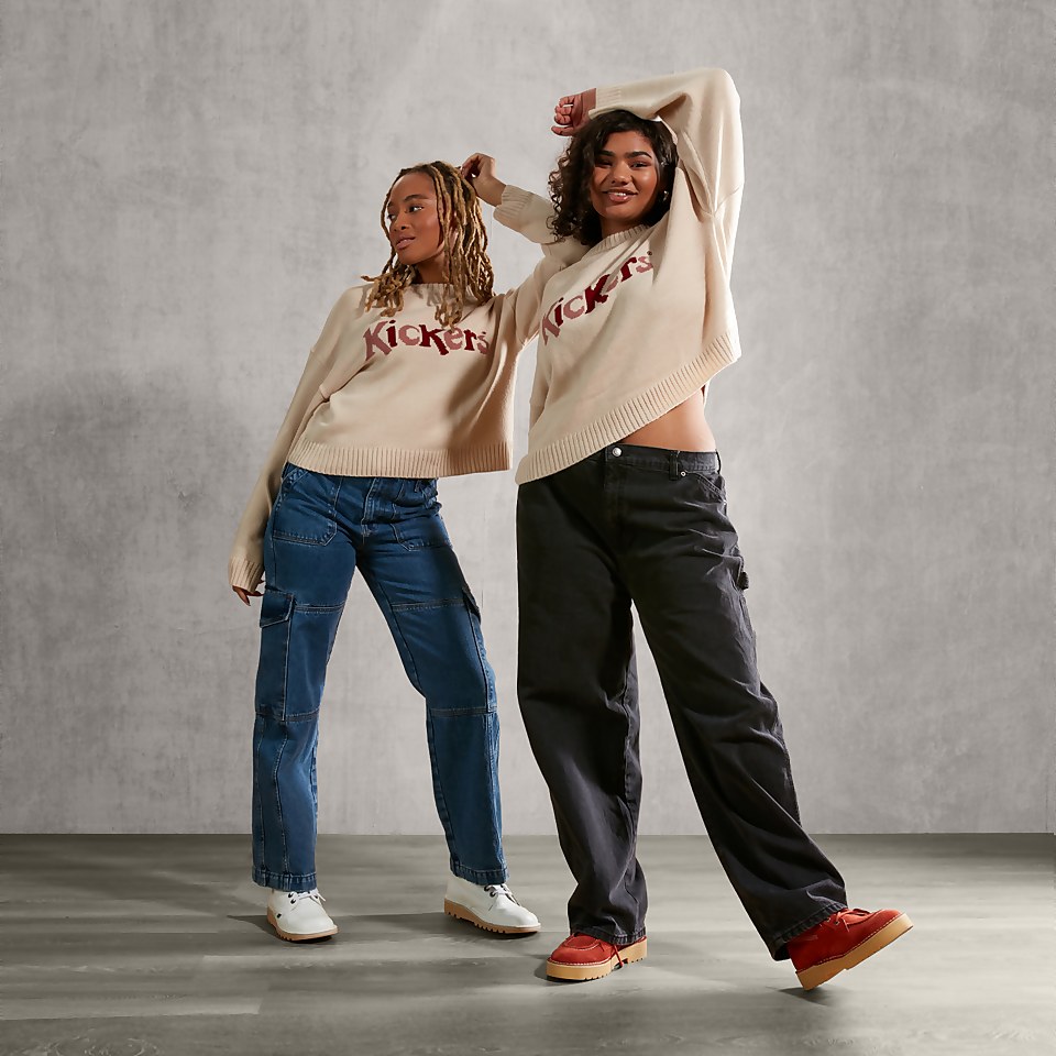 Women's Cropped Knitted Jumper Ecru