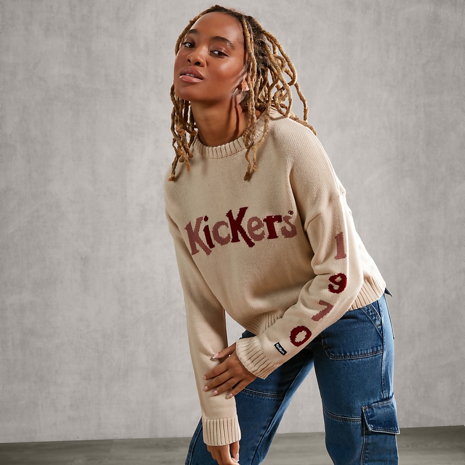 Women's Cropped Knitted Jumper Ecru