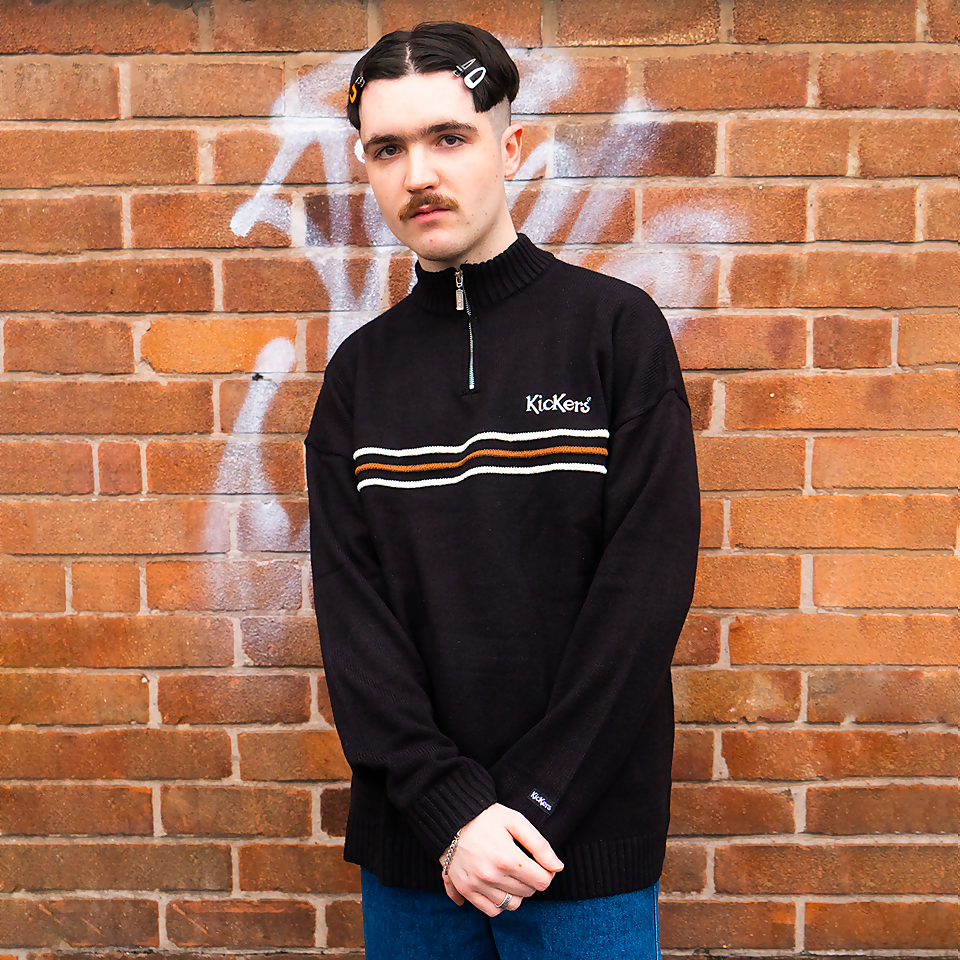 Men's Half Zip Knit Jumper Black