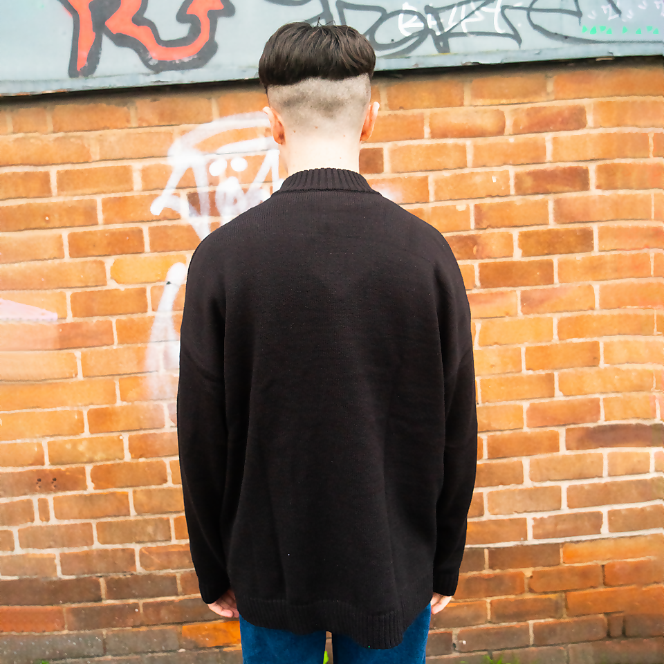 Men's Half Zip Knit Jumper Black