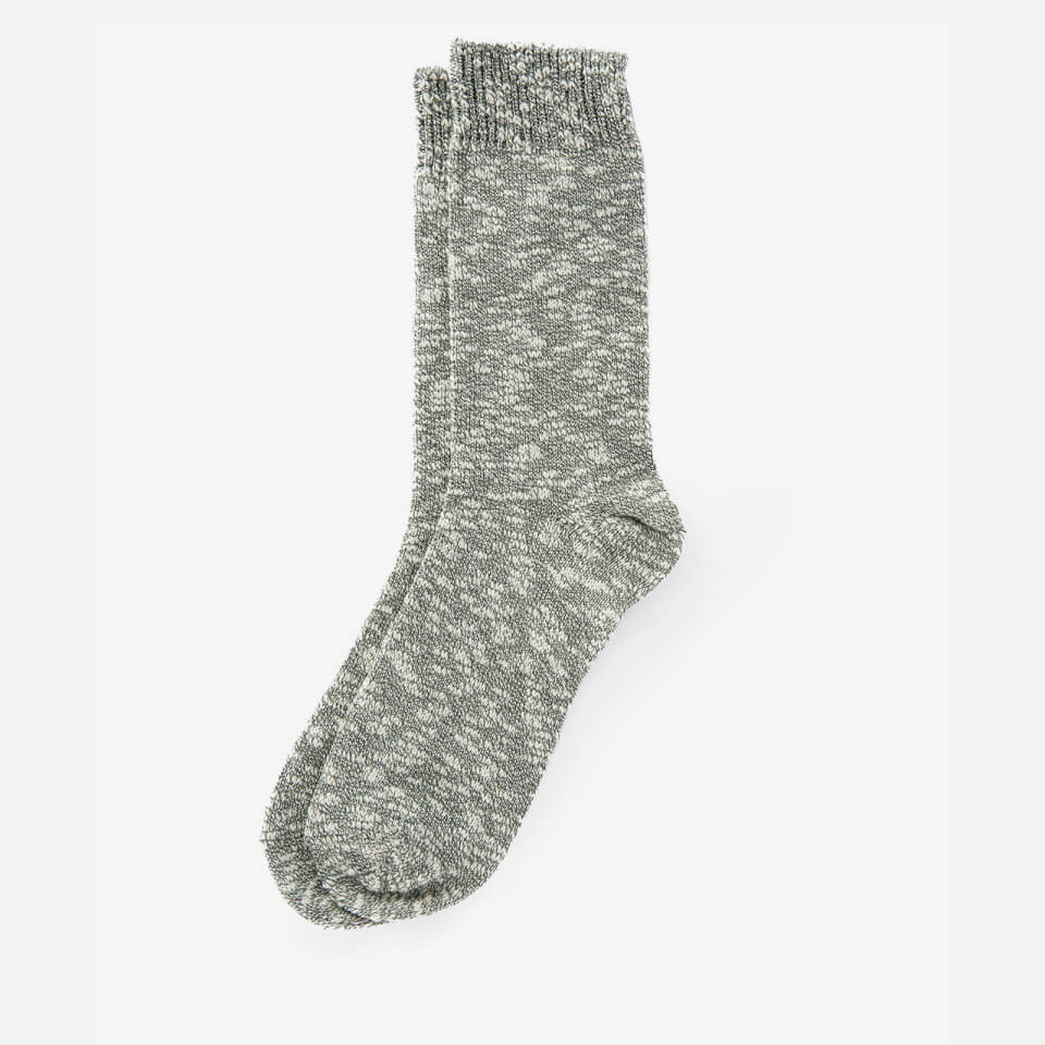 Barbour Hip Flask and Cotton-Blend Socks Set