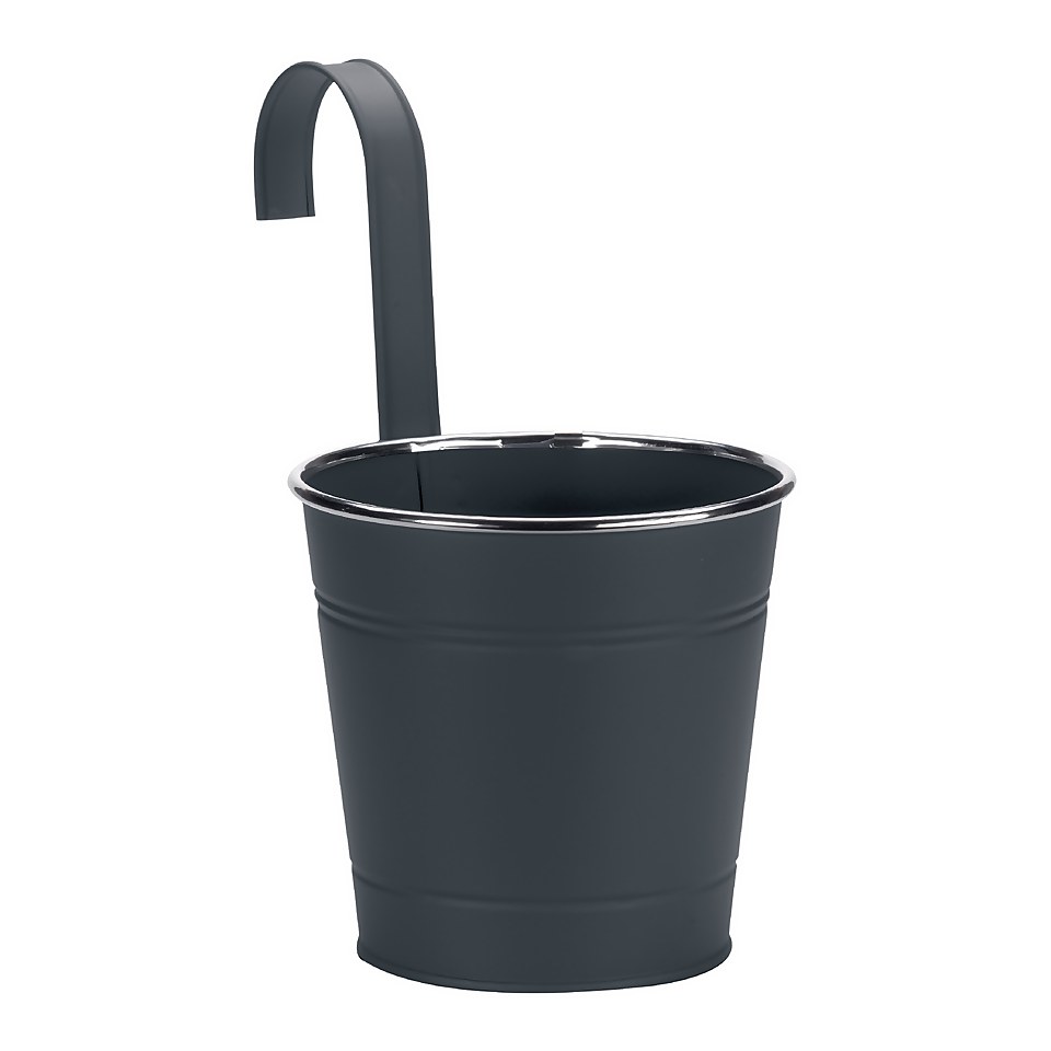 6in Fence & Balcony Hanging Pot - Grey