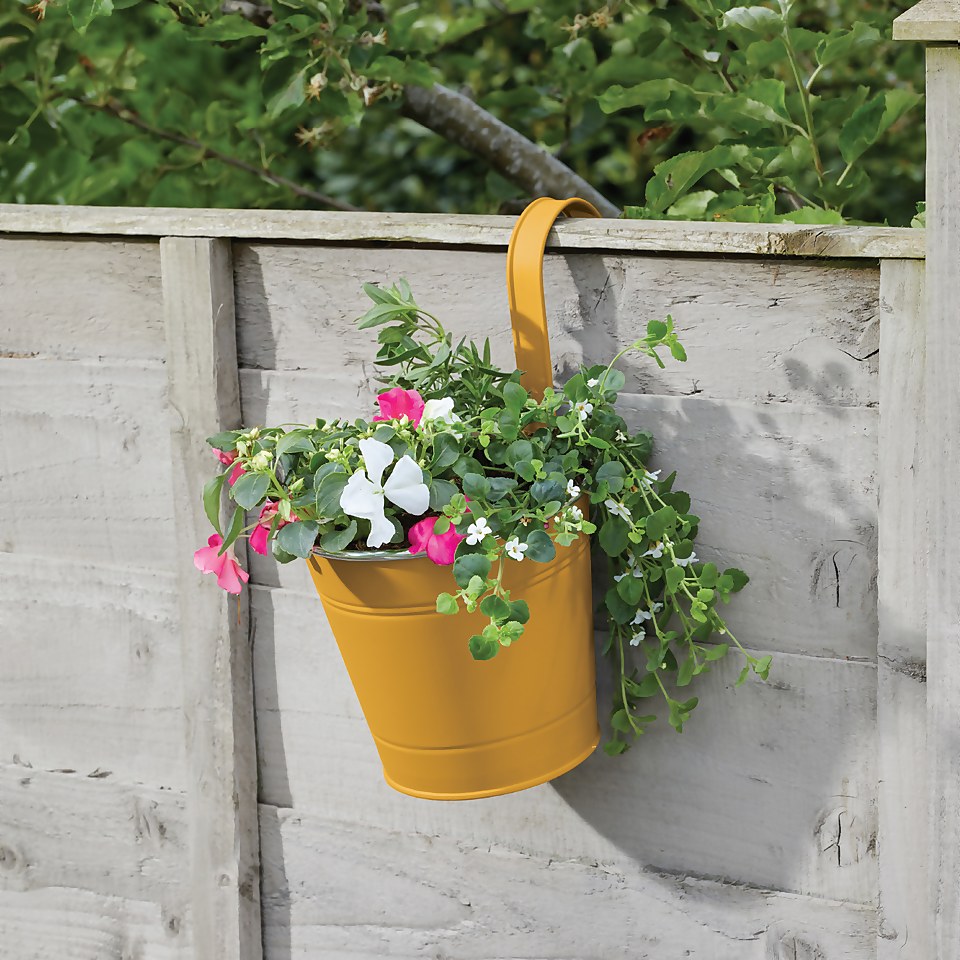 6in Fence & Balcony Hanging Pot - Mustard