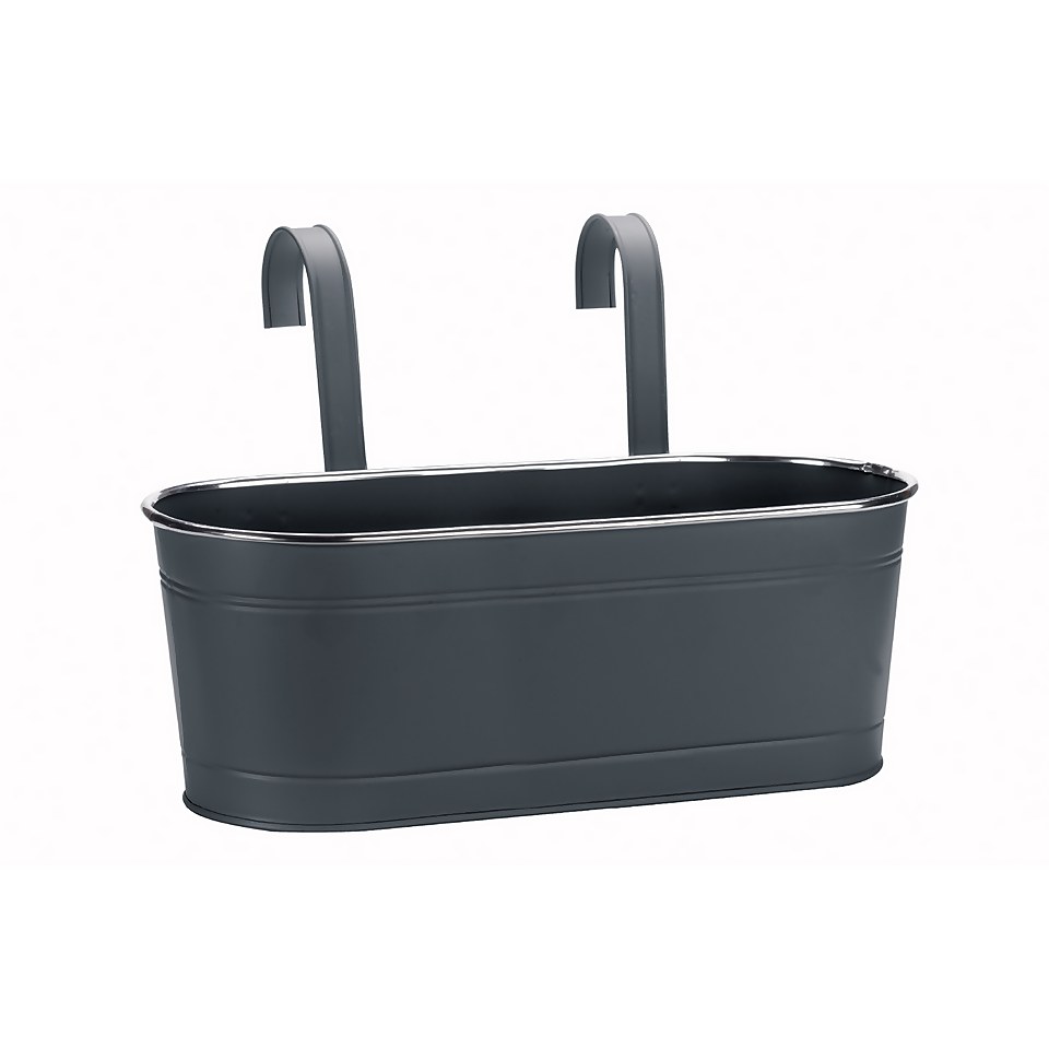 12in Fence and Balcony Hanging Planter - Grey