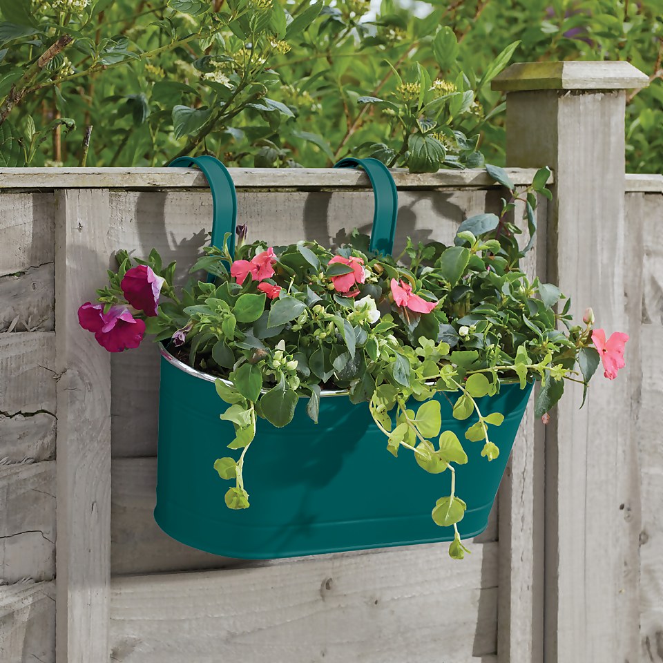 12in Fence and Balcony Hanging Planter - Blue