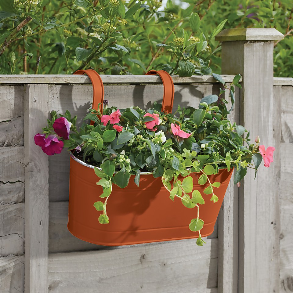 12in Fence and Balcony Hanging Planter - Terracotta