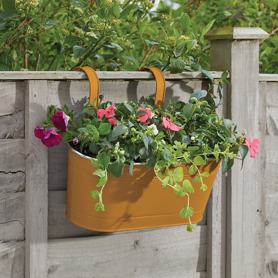 12in Fence and Balcony Hanging Planter - Mustard