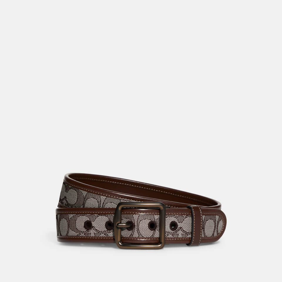 Coach Harness Reversible Logo-Jacquard and Leather Belt