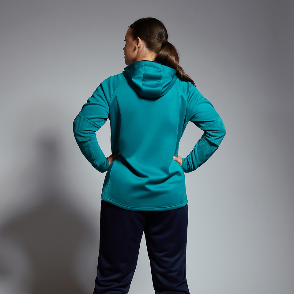 WOMENS IRELAND OVERHEAD ZIP TRAINING HOODY GREEN/BLUE