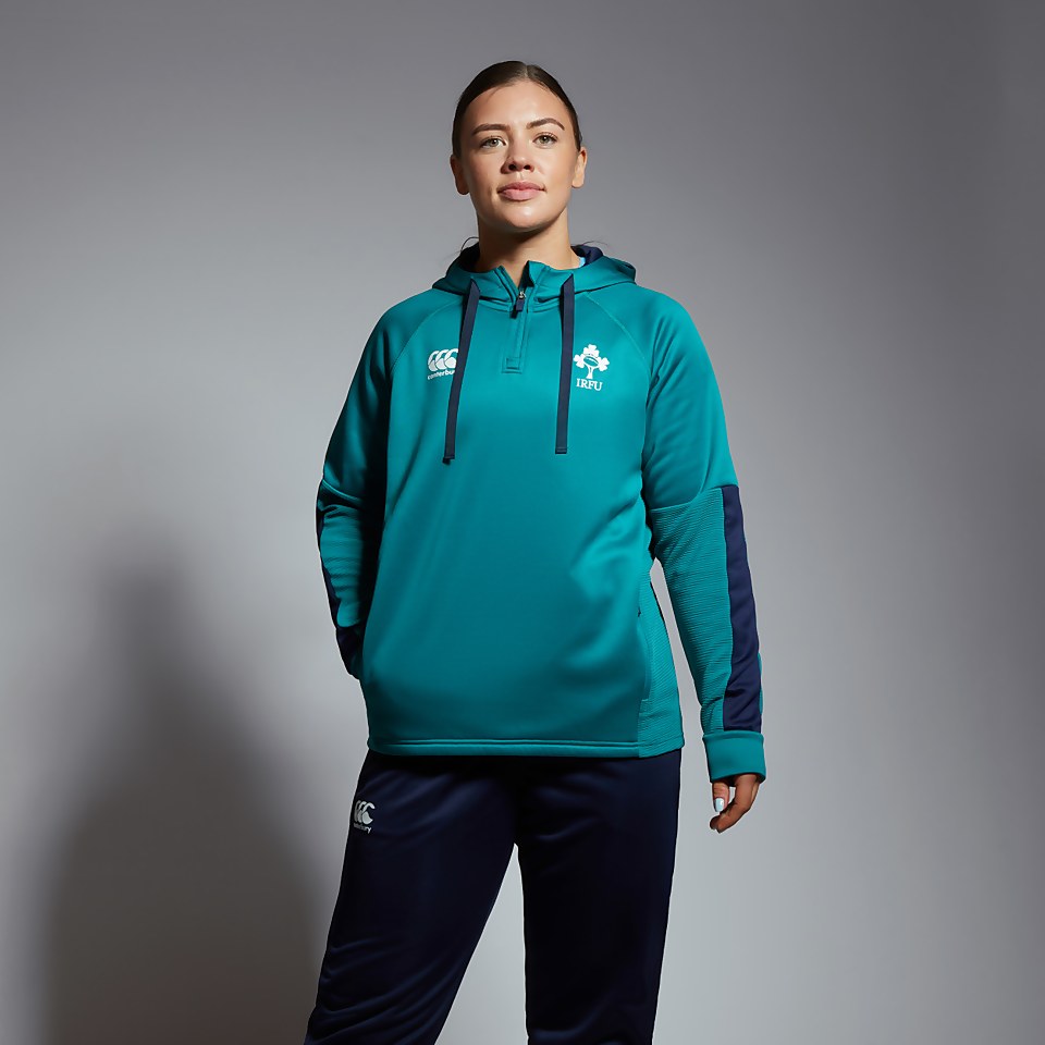 WOMENS IRELAND OVERHEAD ZIP TRAINING HOODY GREEN/BLUE