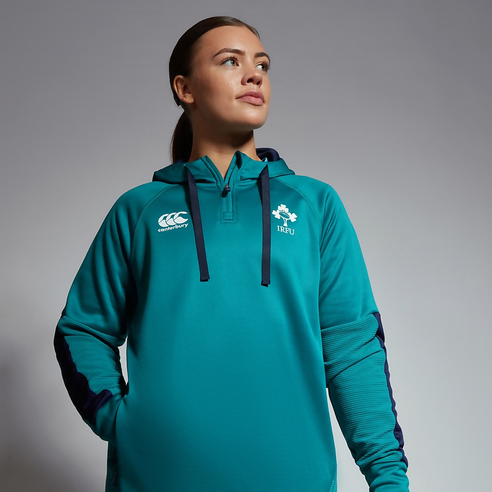 WOMENS IRELAND OVERHEAD ZIP TRAINING HOODY GREEN/BLUE