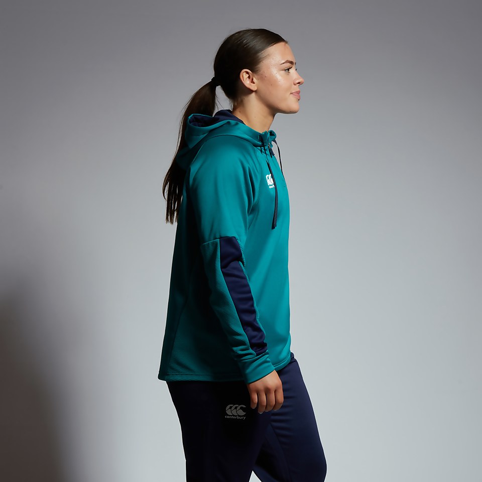 WOMENS IRELAND OVERHEAD ZIP TRAINING HOODY GREEN/BLUE