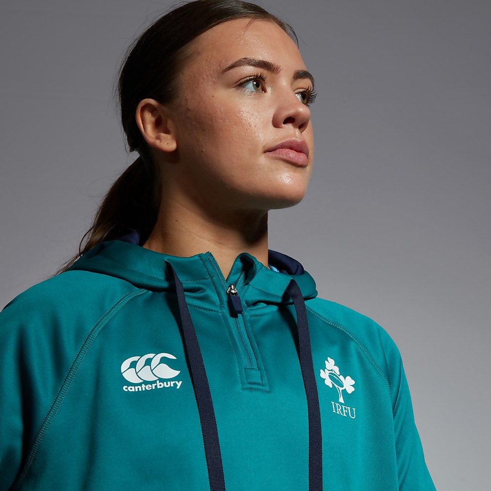 WOMENS IRELAND OVERHEAD ZIP TRAINING HOODY GREEN/BLUE