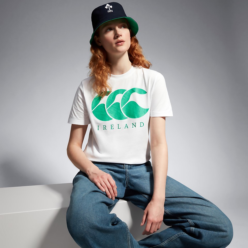 ADULT UNISEX IRELAND LOGO TEE WHITE/GREEN