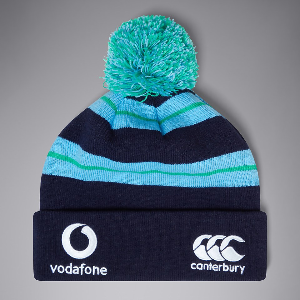 ADULT UNISEX IRELAND BOBBLE HAT BLUE/BLUE