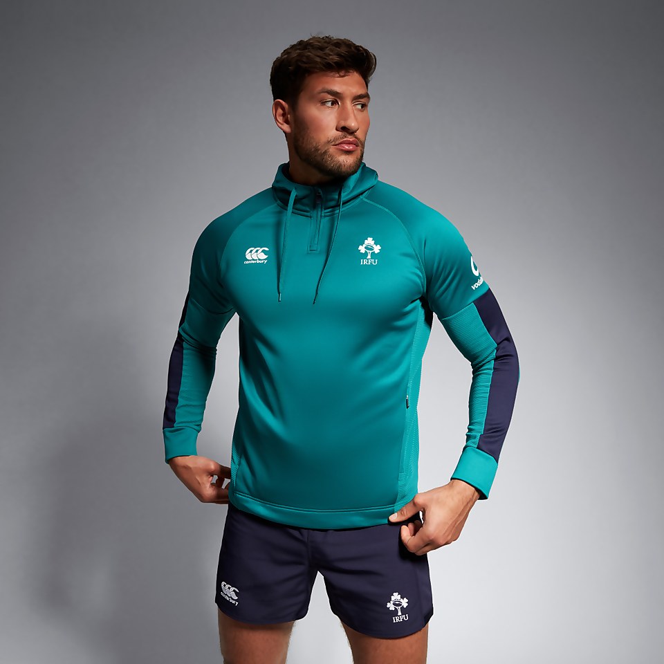MENS IRELAND OVERHEAD ZIP TRAINING HOODY GREEN/BLUE