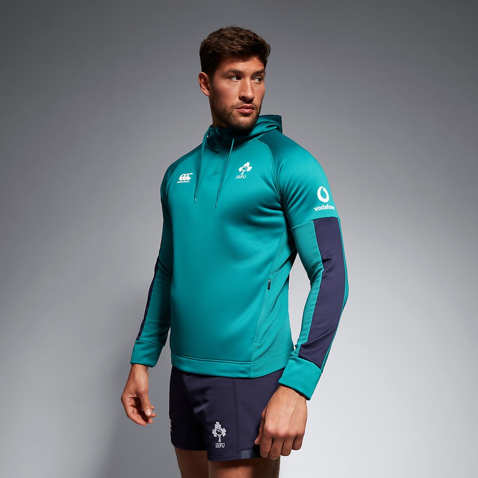 MENS IRELAND OVERHEAD ZIP TRAINING HOODY GREEN/BLUE
