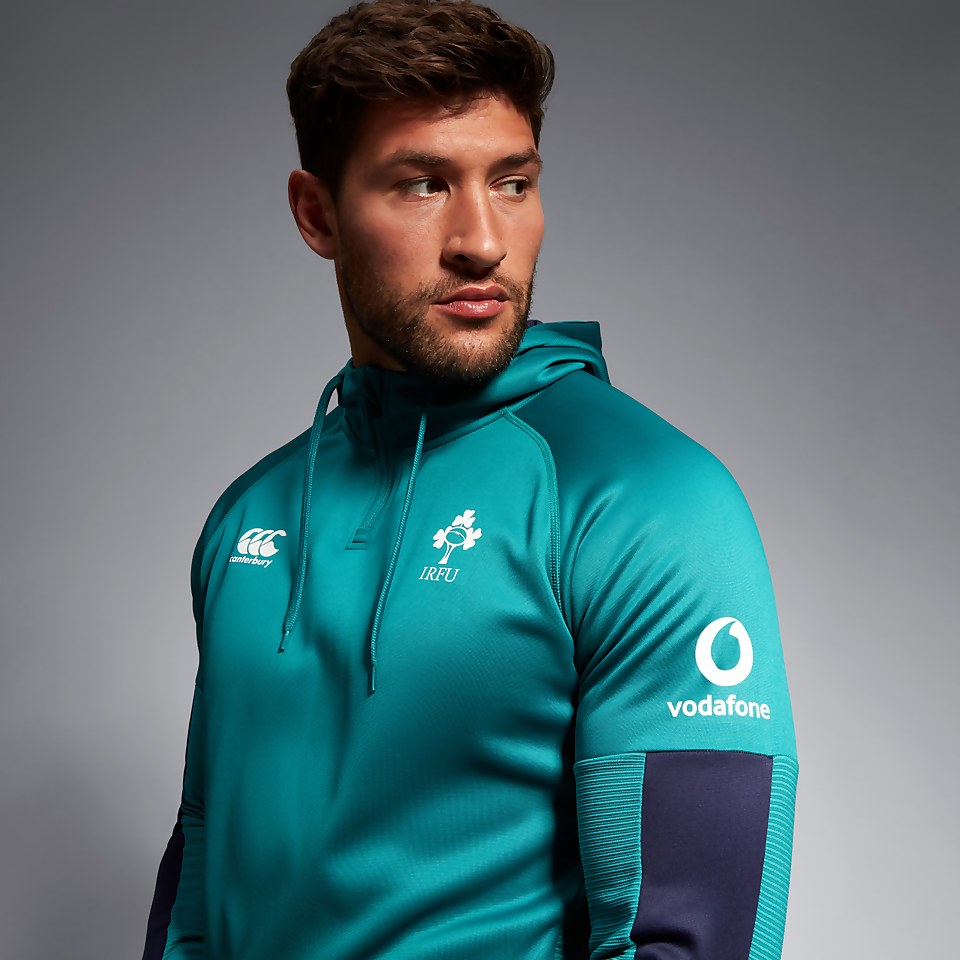 MENS IRELAND OVERHEAD ZIP TRAINING HOODY GREEN/BLUE