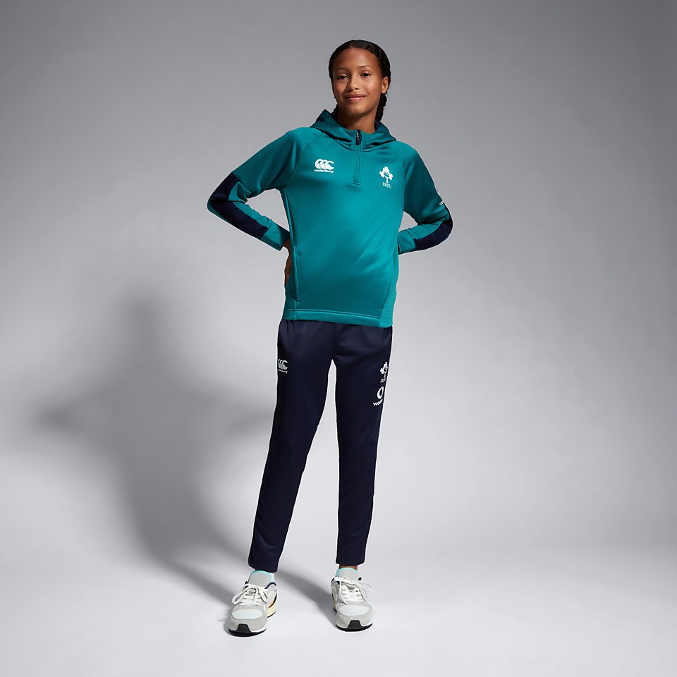 JUNIOR UNISEX IRELAND OVERHEAD ZIP TRAINING HOODY GREEN/BLUE