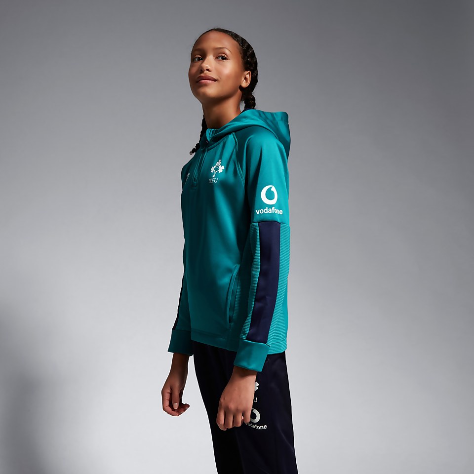 JUNIOR UNISEX IRELAND OVERHEAD ZIP TRAINING HOODY GREEN/BLUE