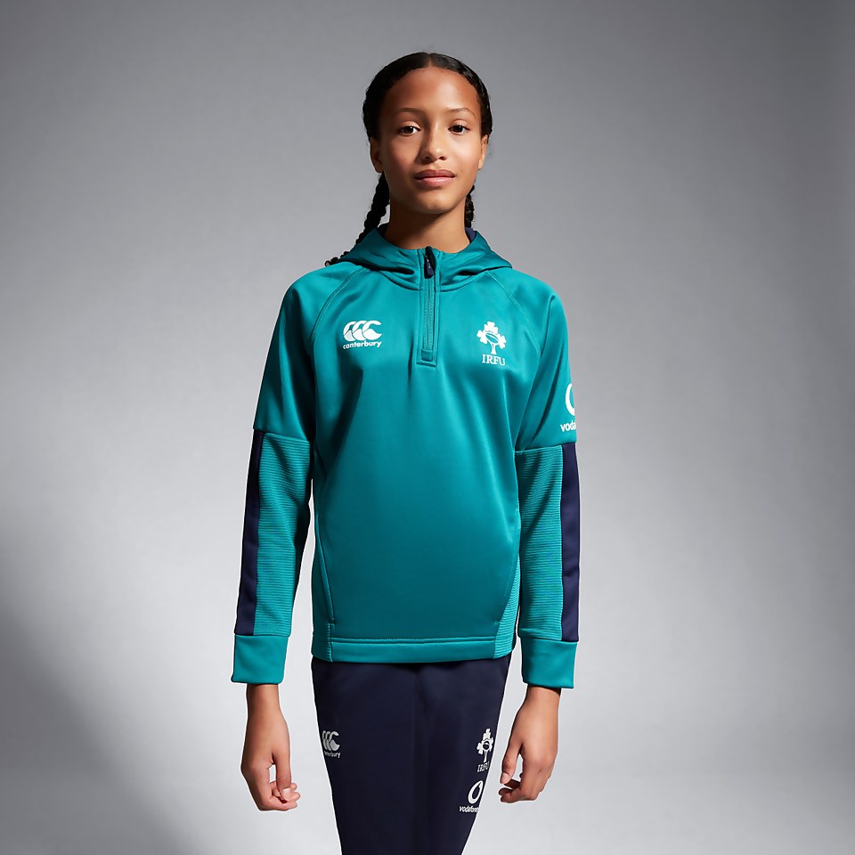 JUNIOR UNISEX IRELAND OVERHEAD ZIP TRAINING HOODY GREEN/BLUE