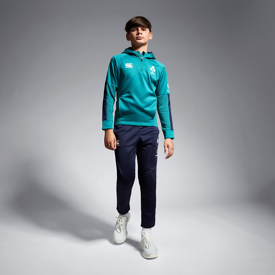 JUNIOR UNISEX IRELAND OVERHEAD ZIP TRAINING HOODY GREEN/BLUE