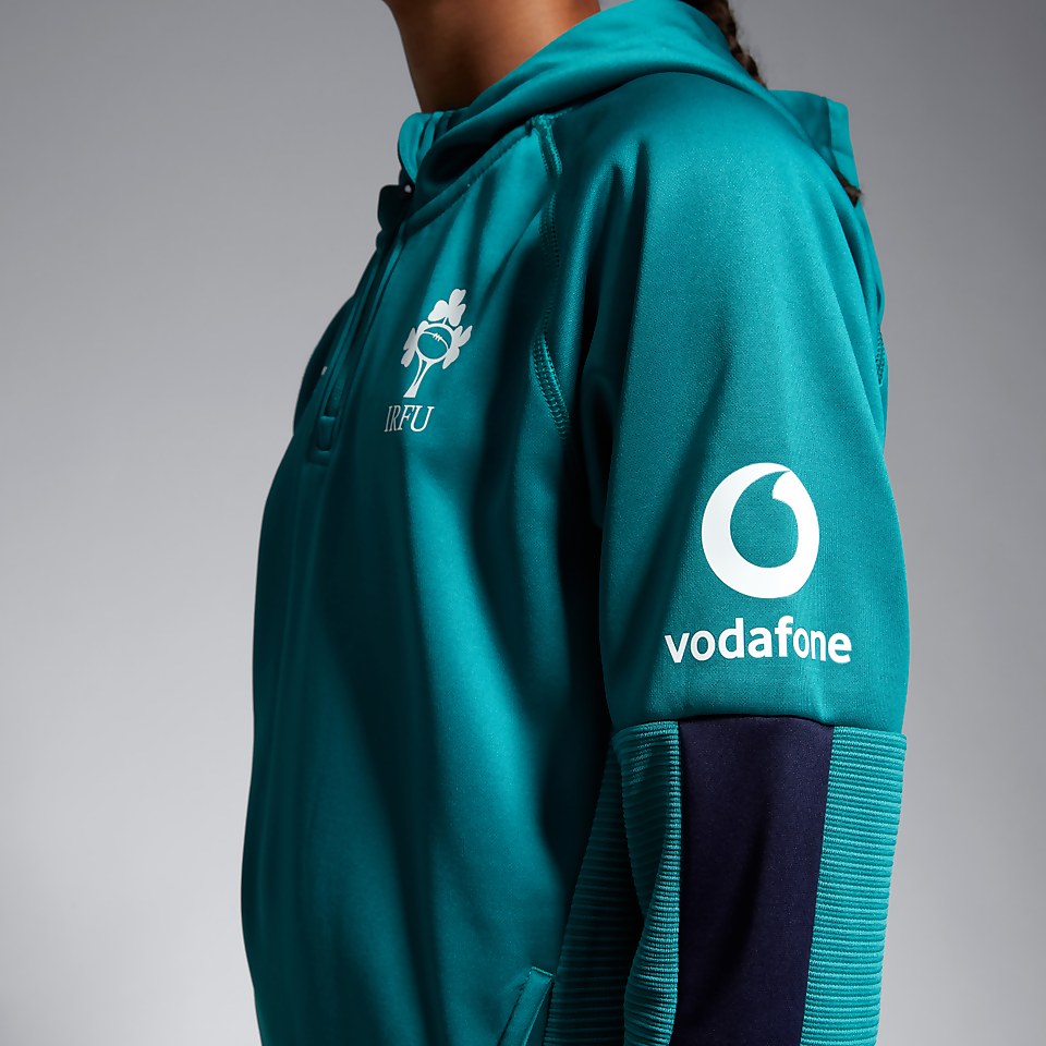 JUNIOR UNISEX IRELAND OVERHEAD ZIP TRAINING HOODY GREEN/BLUE