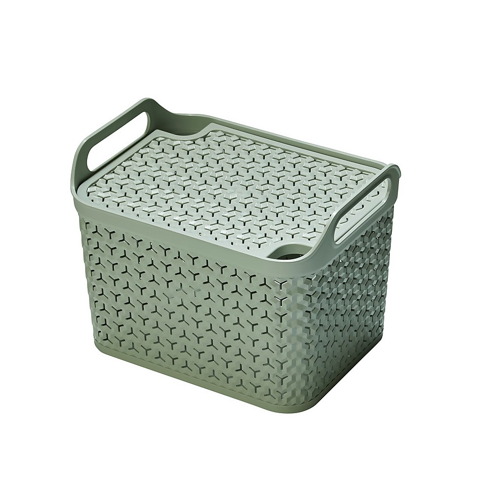 Medium Urban Storage Basket with Lid - Green