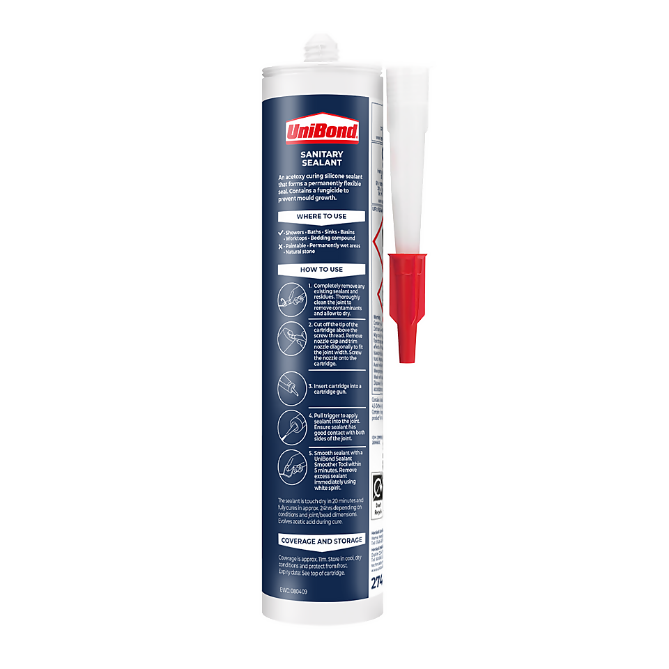 UniBond Silicone Sanitary Sealant White Homebase