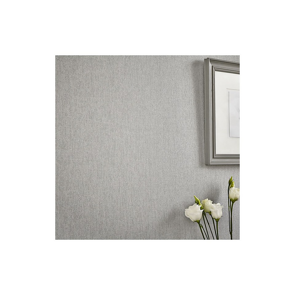 Superfresco Easy Paste the Wall Calico Grey Wallpaper Homebase