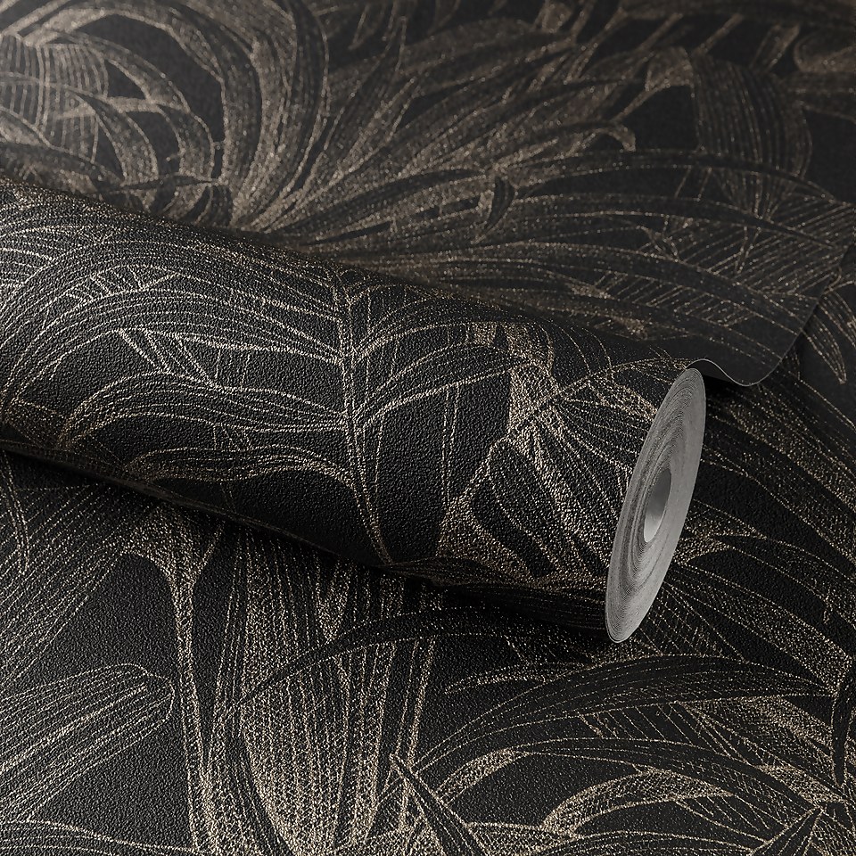 Grandeco Aliare Black Raised Textured Metallic Wallpaper