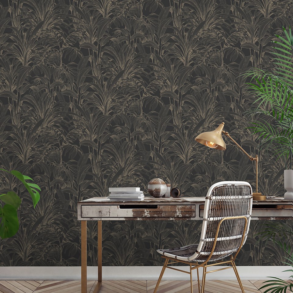 Grandeco Aliare Black Raised Textured Metallic Wallpaper