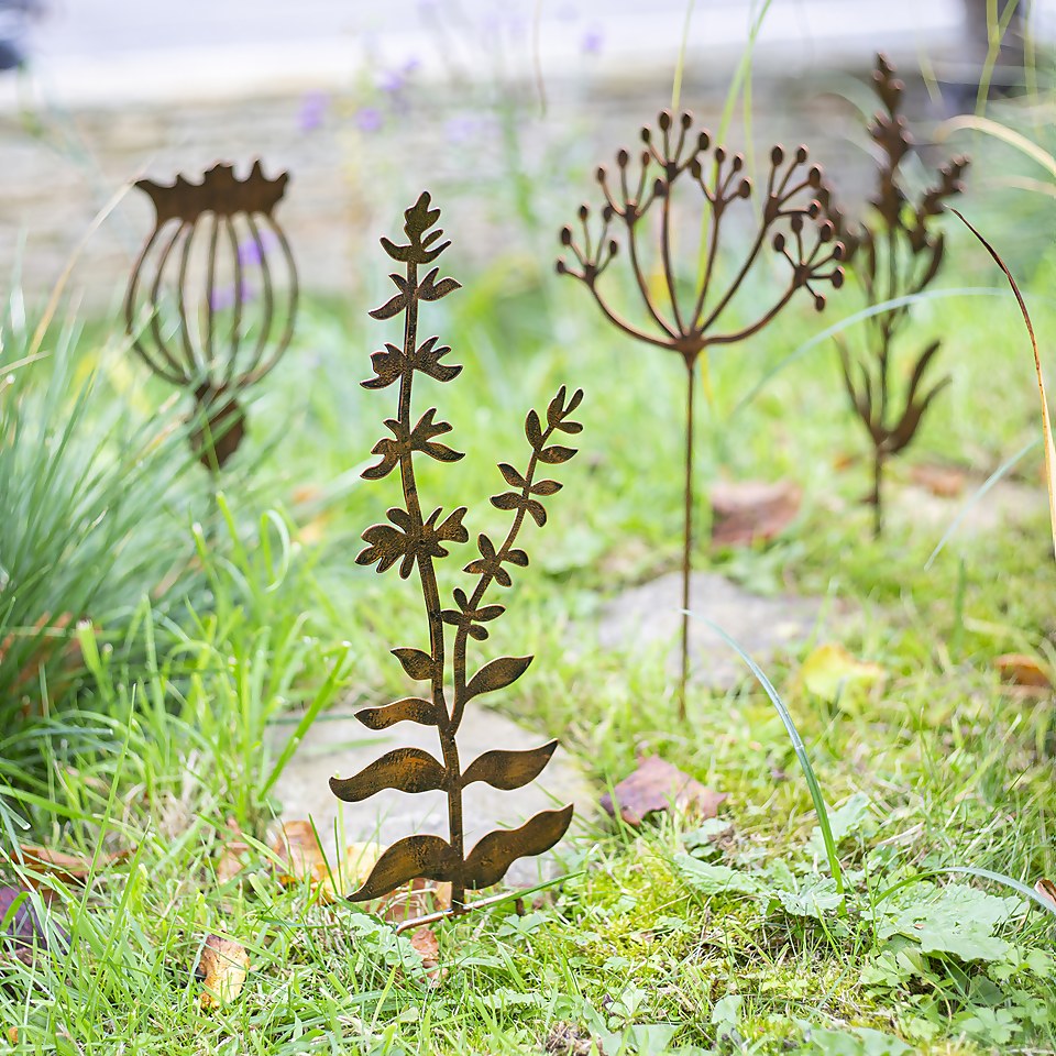 Floral Bronze Ground Stakes - 45cm (Assorted Designs)