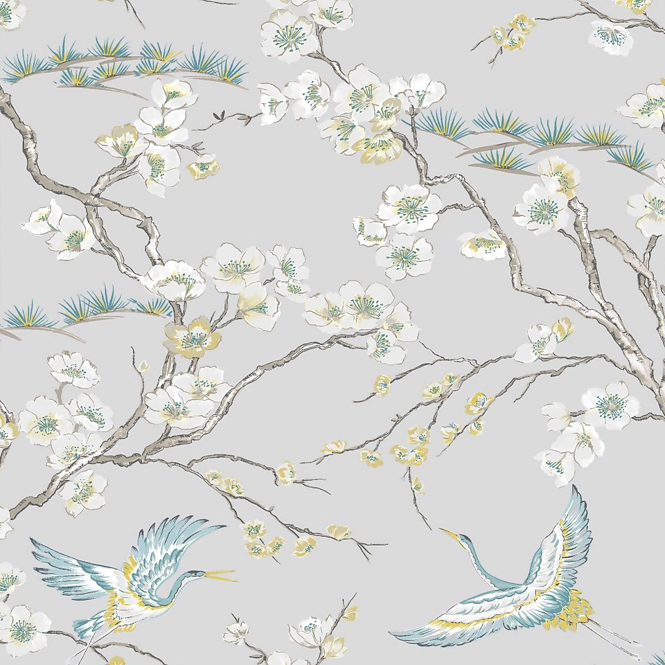 Sublime Japan Grey and Blue Wallpaper