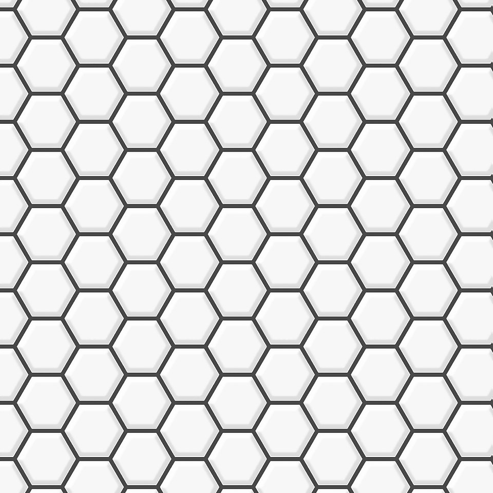 Contour Hexagon Lattice White Wallpaper