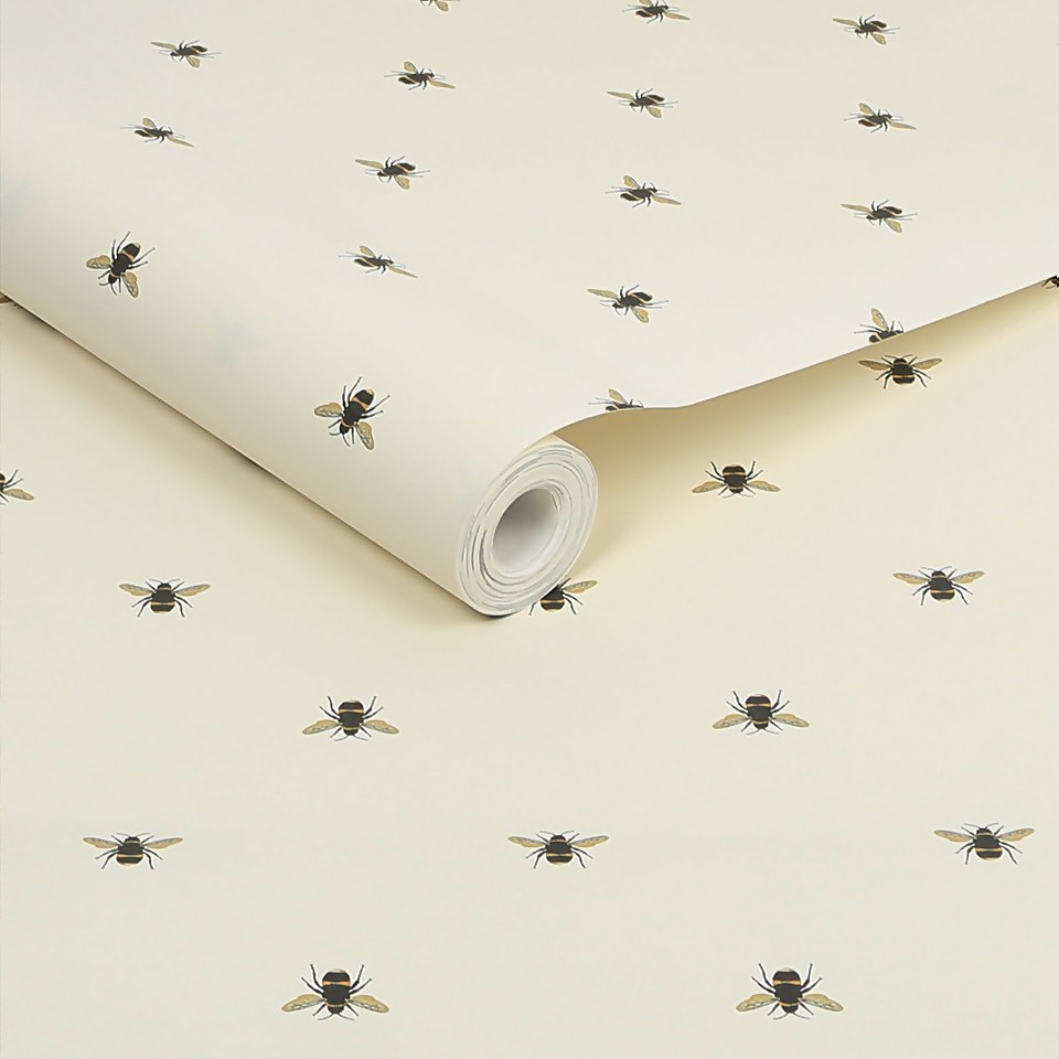 Joules Botanical Bee Creme Wallpaper