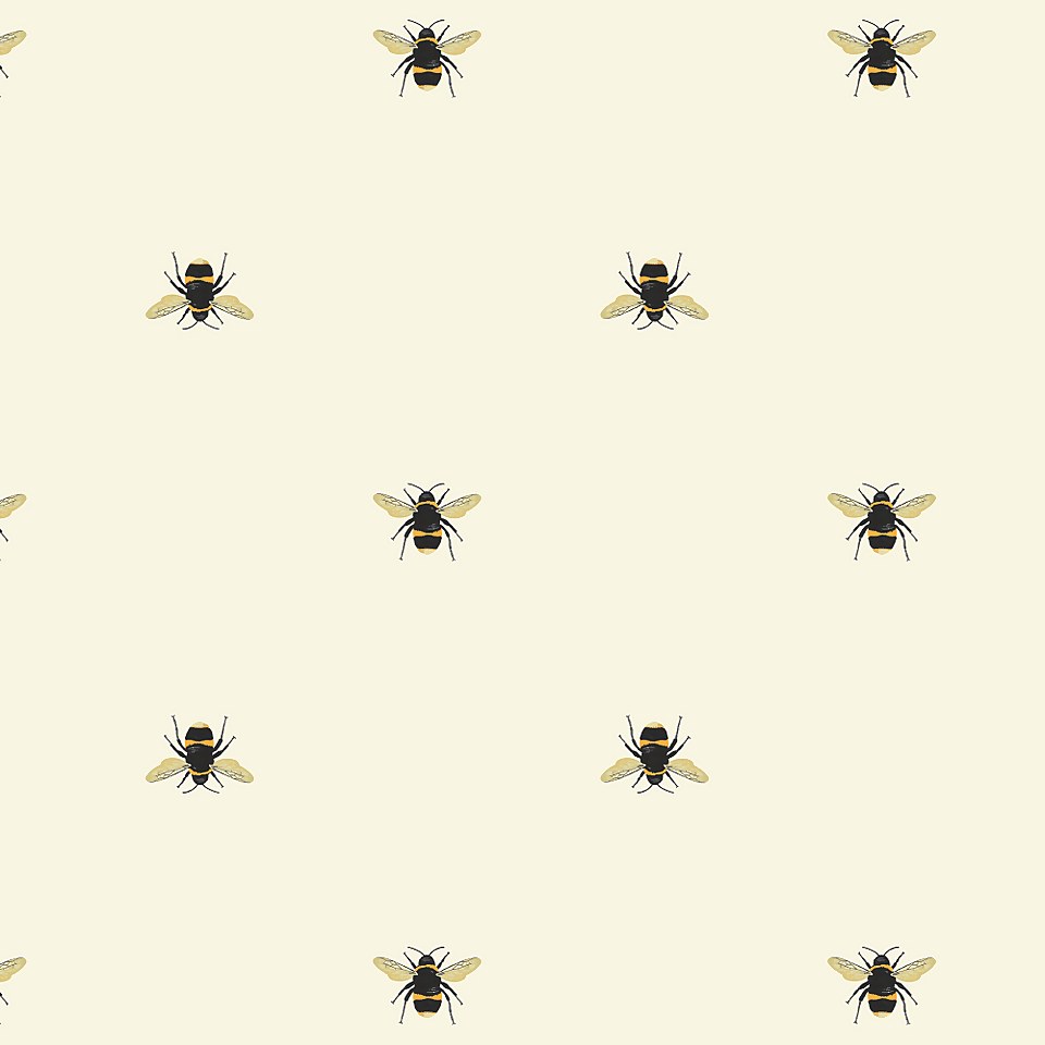 Joules Botanical Bee Creme Wallpaper