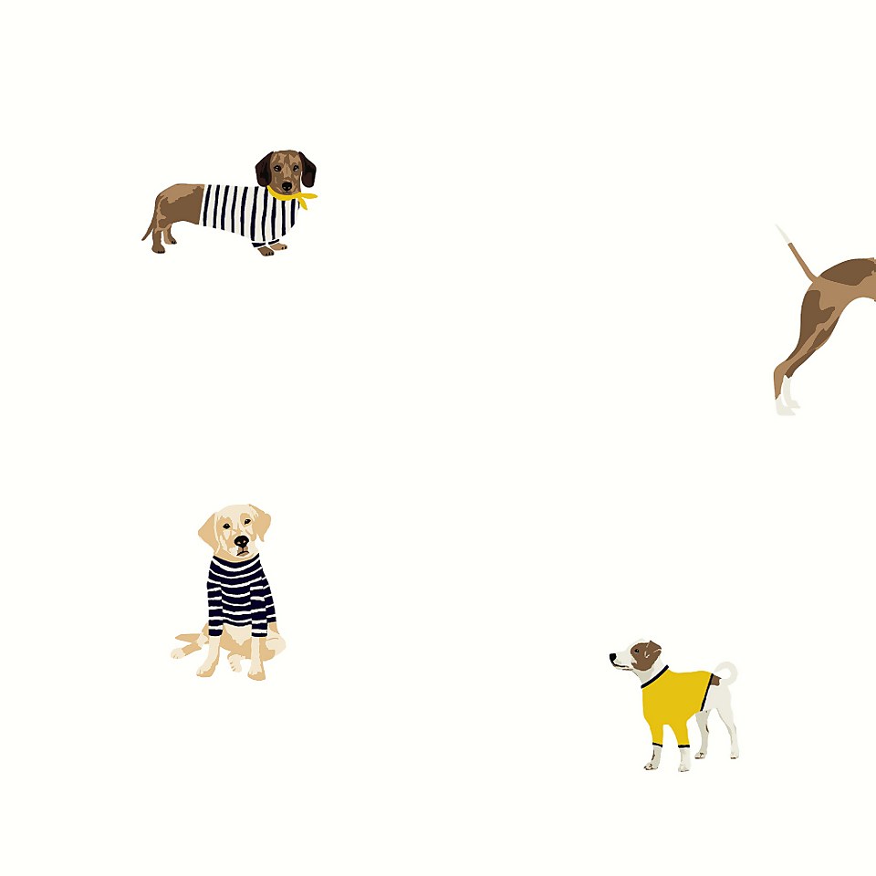 Joules Harbour Dogs Creme Wallpaper