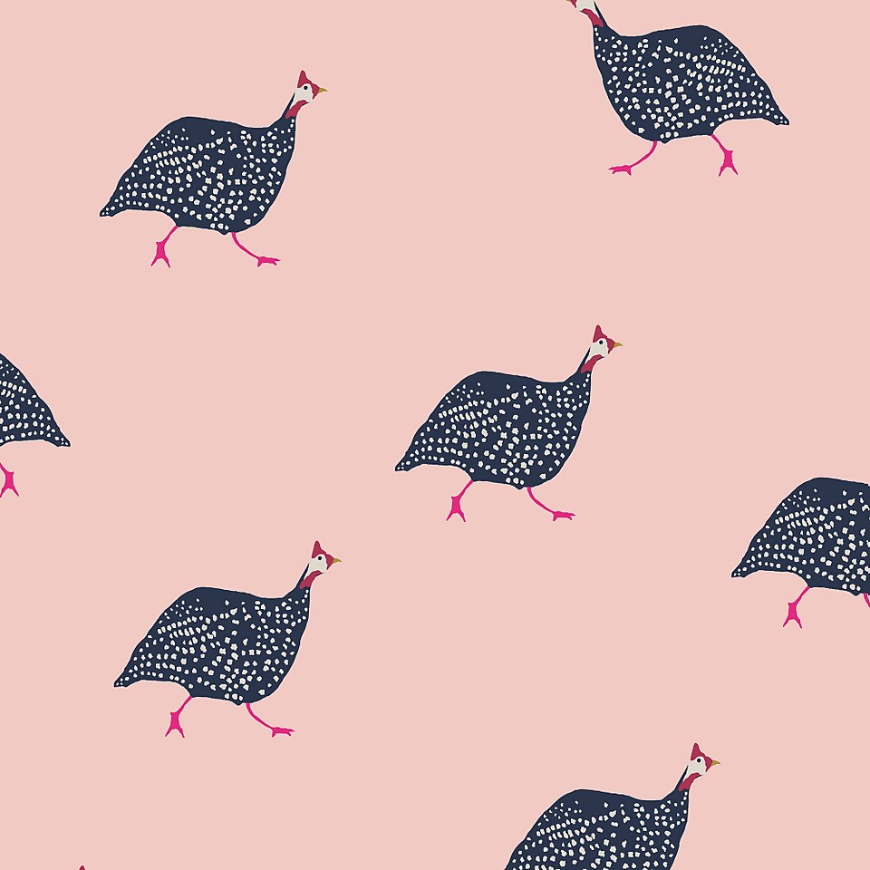 Joules Guinea Fowl Blush Pink Wallpaper