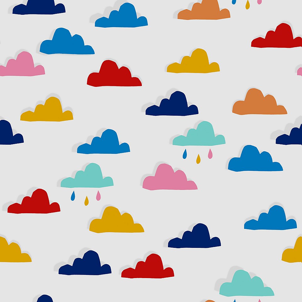Joules Kids Whatever the Weather White and Rainbow Wallpaper