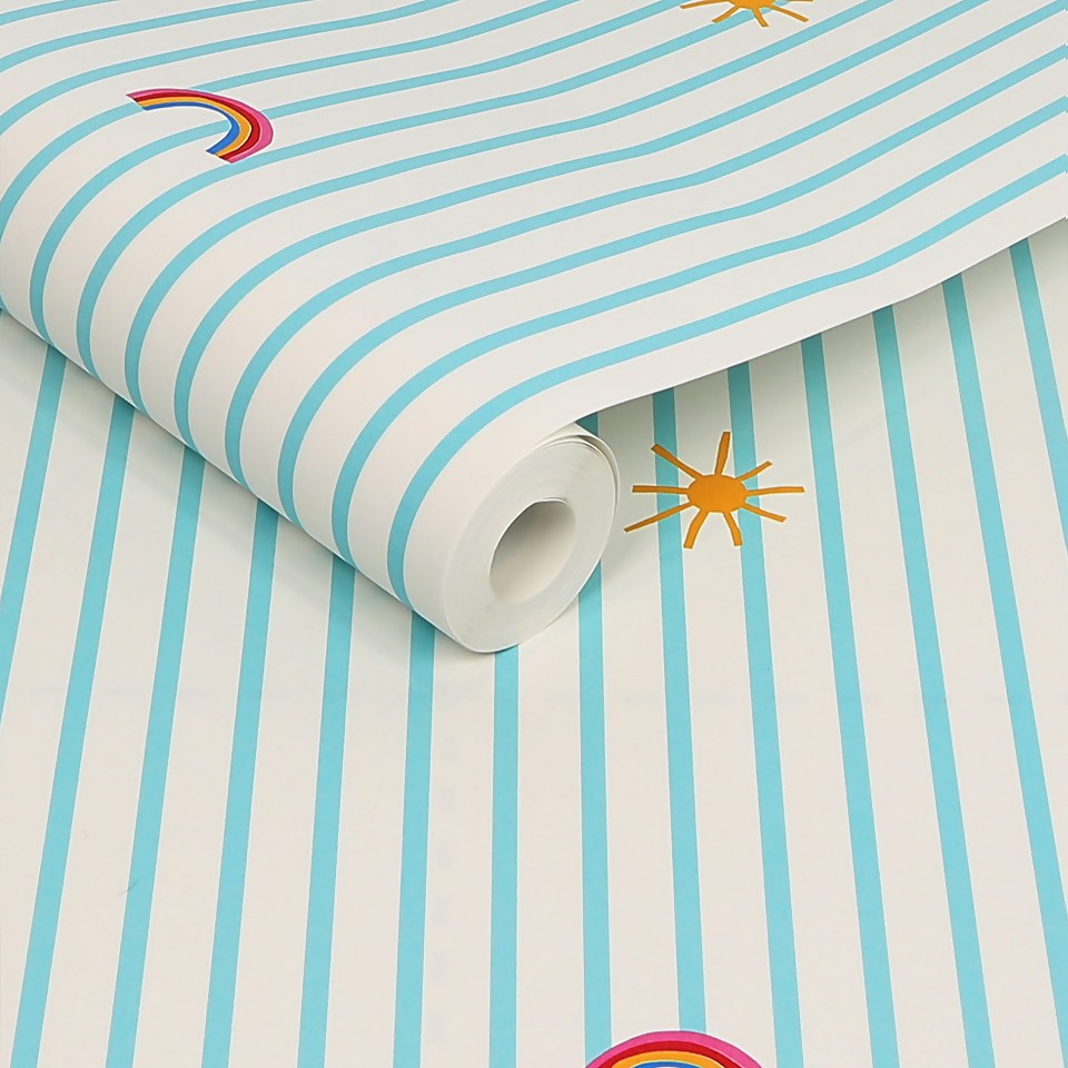 Joules Kids Whatever the Weather Icons Haze Blue Wallpaper