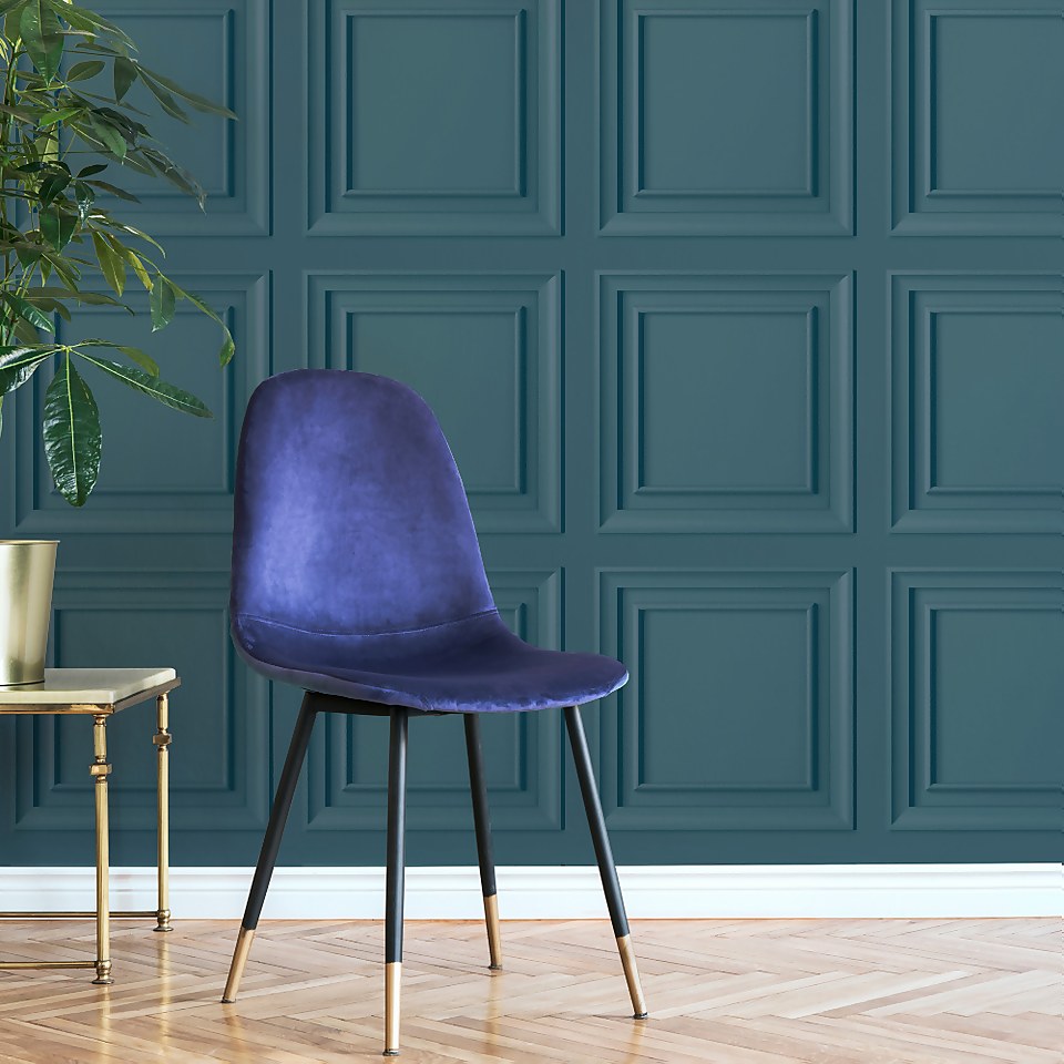 Fresco Wood Panel Teal Wallpaper Homebase